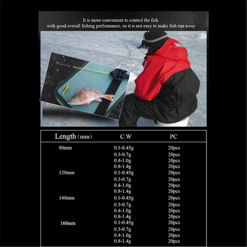 Winter Ice Fishing Rod Top Section C.W 0.8-1.4g Mini Fishing Pole Portable Fishing Tackle