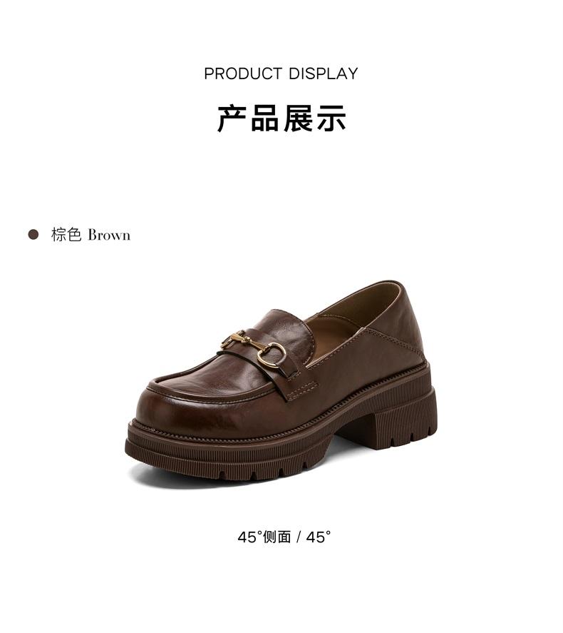 Saturday Fashion Retro Thick Bottom Versatile Le Fu Shoes for Women 2026 Spring New Round Head Comfortable Small Leather Shoes