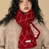Diamond Shaped Checkered Wool Scarf for Women's Winter Warmth Long Knitted Two Color Versatile Scarf Student Korean Version Couple Style