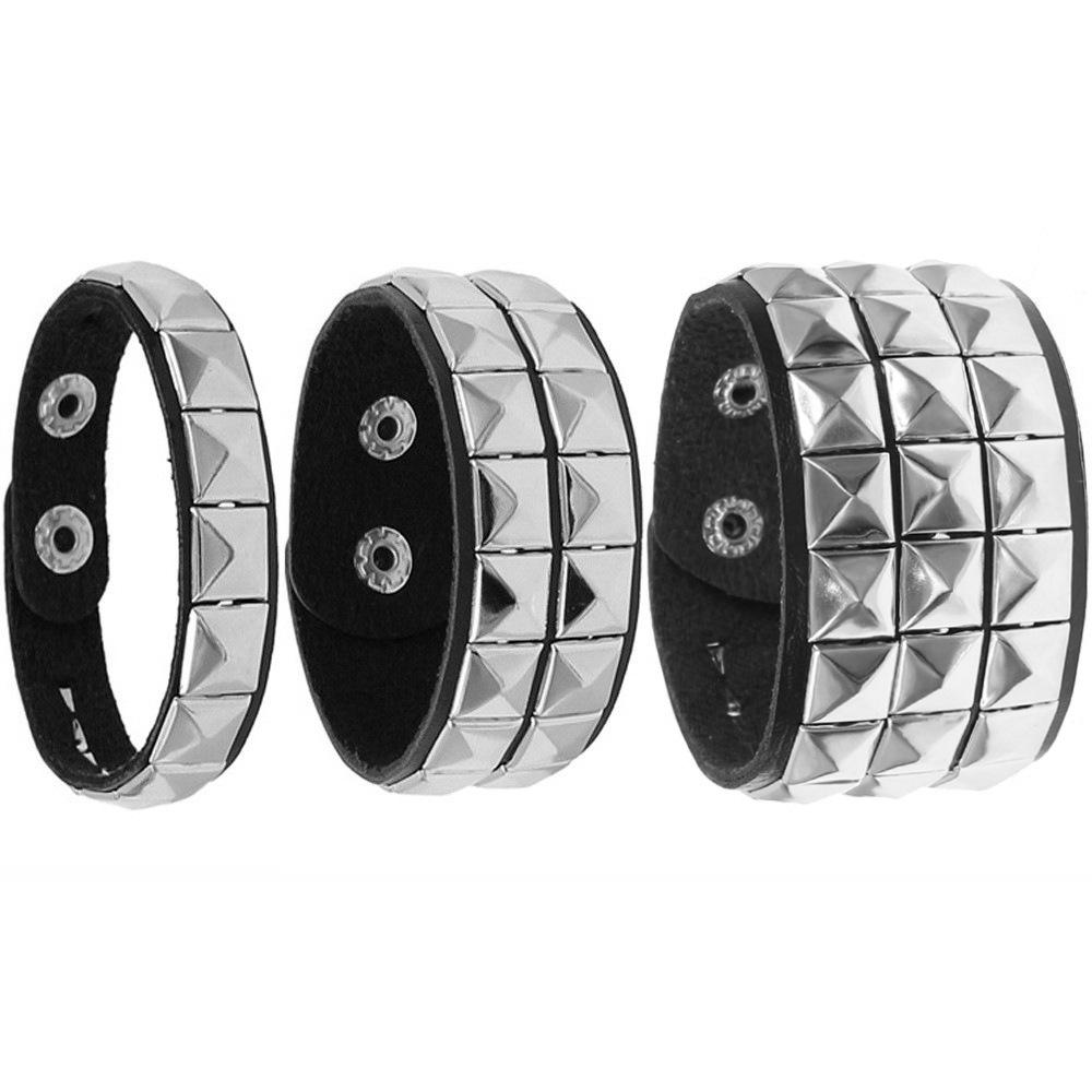 European & American Punk Street Style Rivet Bracelet: PU Leather Bangle