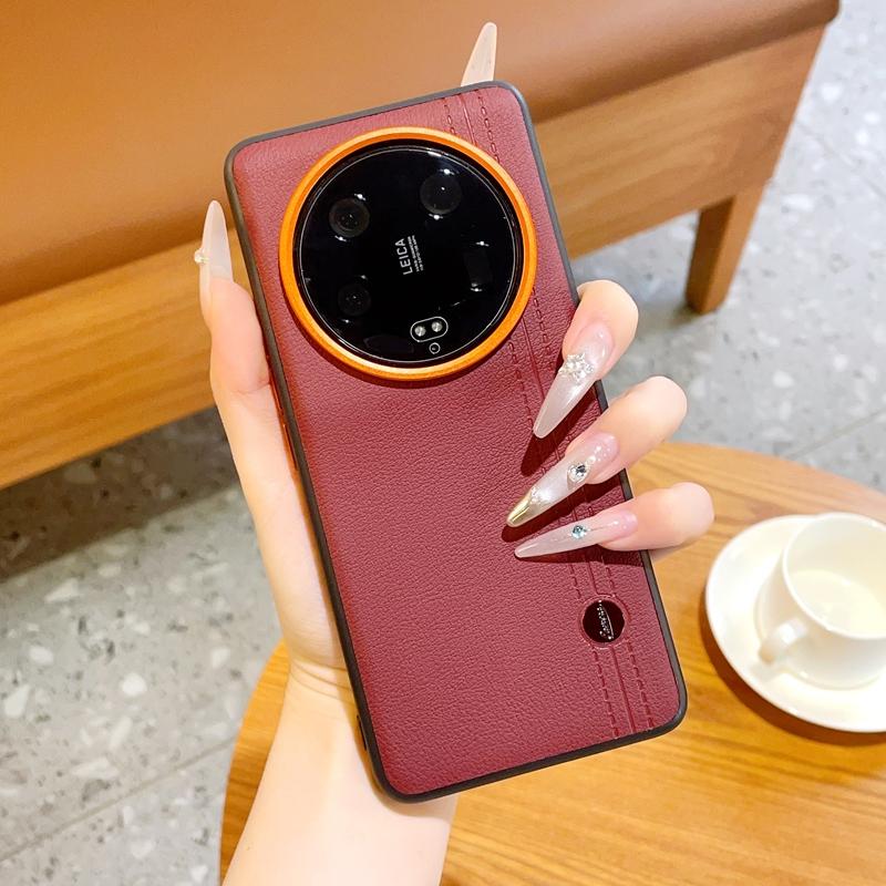 For Xiaomi 13 Ultra/14 Ultra/15 Ultra/ Case Color Clash Luxury PU Leather Skin Protective Back Metal Lens Button Soft Case Cover