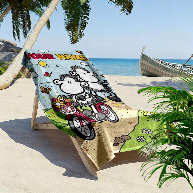 Custom Name sheep Print Beach Towel, Large Soft Quick Dry Towel for Beach Camping Swimming