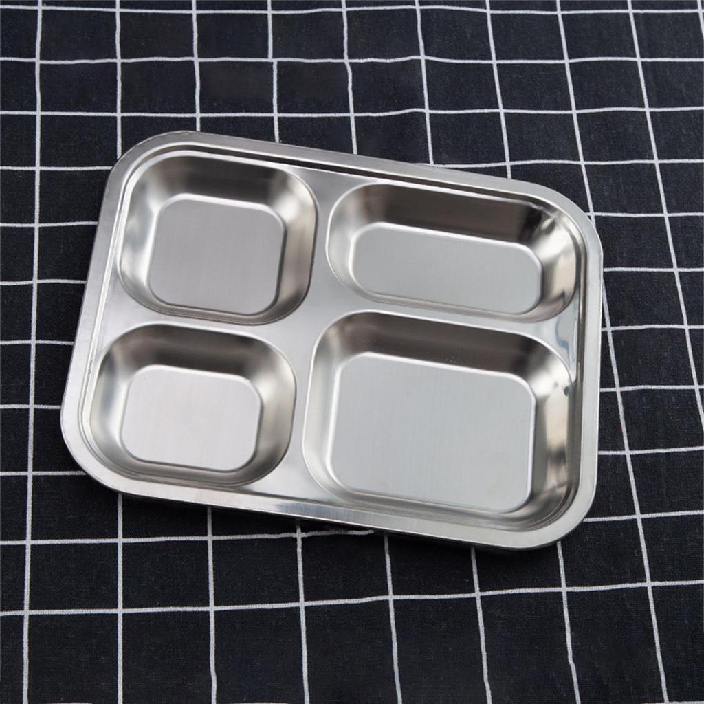 Convenient 304Stainless Steel Tray Divided Plate Compartment Tray Divided Dinner Tray Perfect for Adults and Kids
