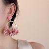 Sweet Mesh Flower Earrings Colorful Exaggerated Earrings Elegant Fabric Flower Eardrop  Women