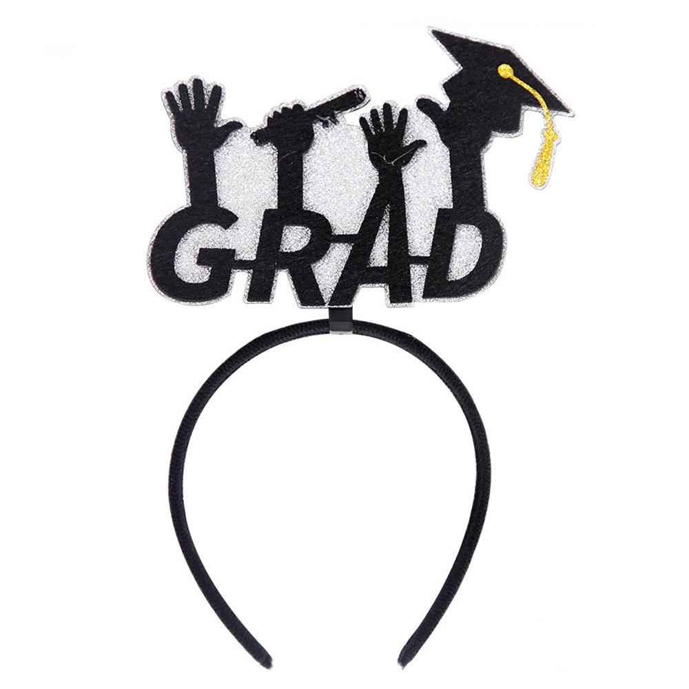 Celebrate Graduation Cap Headband Non-slip Colorful Bachelor Cap Hair Hoop Personality Shiny Doctoral Hat Headdress