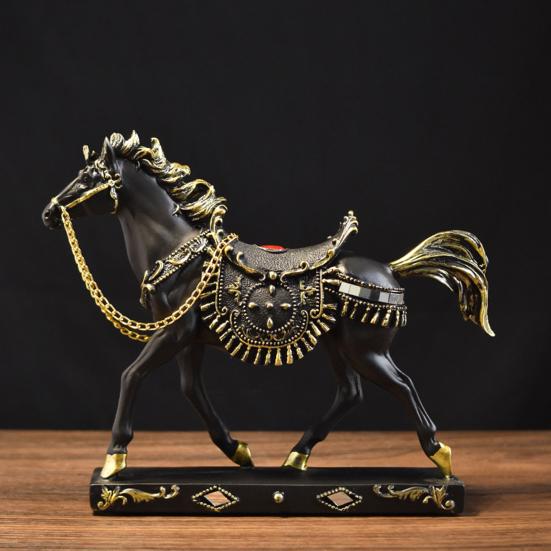 Смола Статуэтка Бегущей Лошади Миниатюрная Имитация Пони Фигурка Животное Скульптура Домашний Офис Настольное Украшение Орнамент