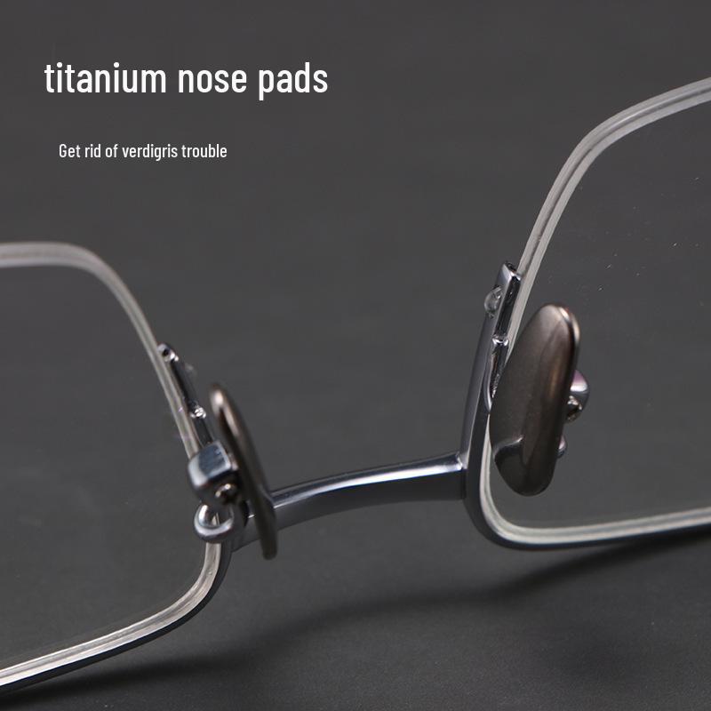 Extra Wide Semi-Rimless Men's Glasses for Myopia & Astigmatism, Large Face Fit, Pure Titanium Frame