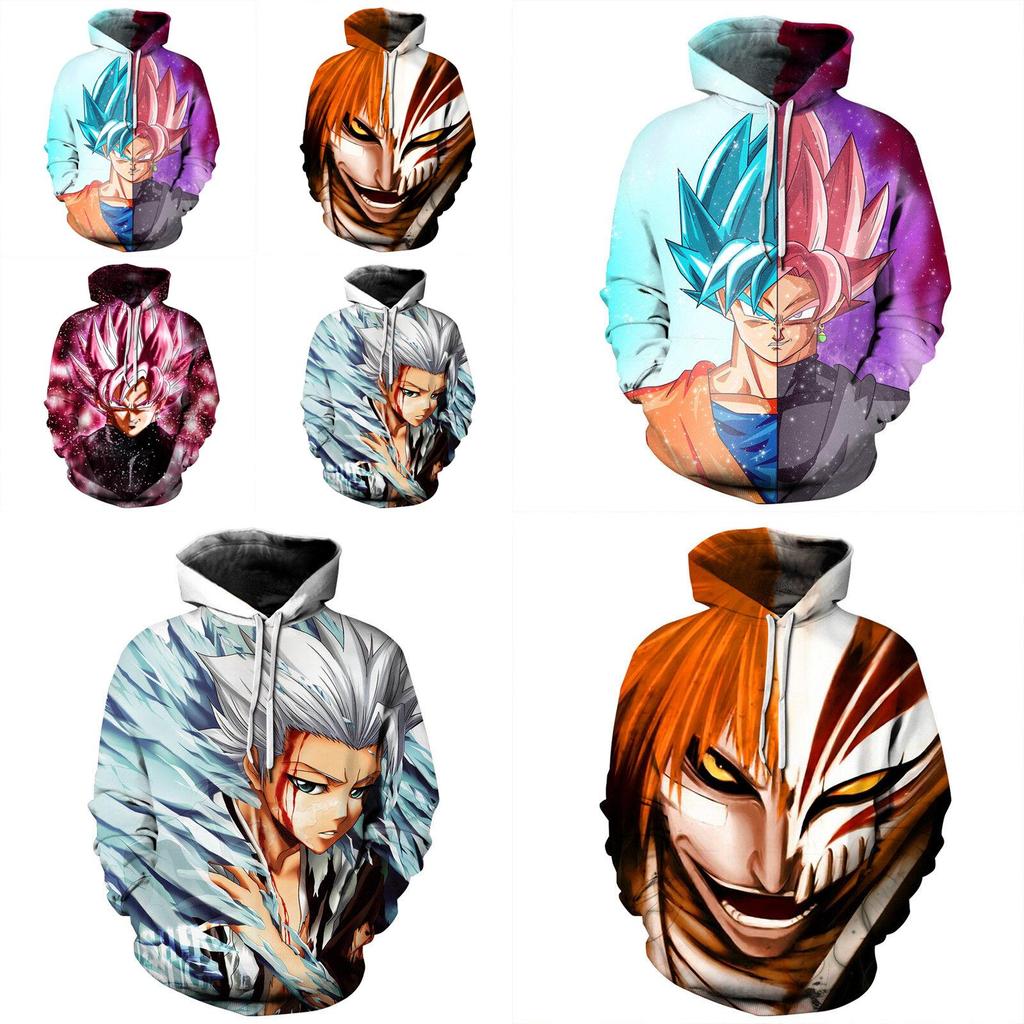 Полиэстер Dragon Ball Z Супер Сайян Гоку Мужская Женская Аниме Толстовка с Капюшоном**