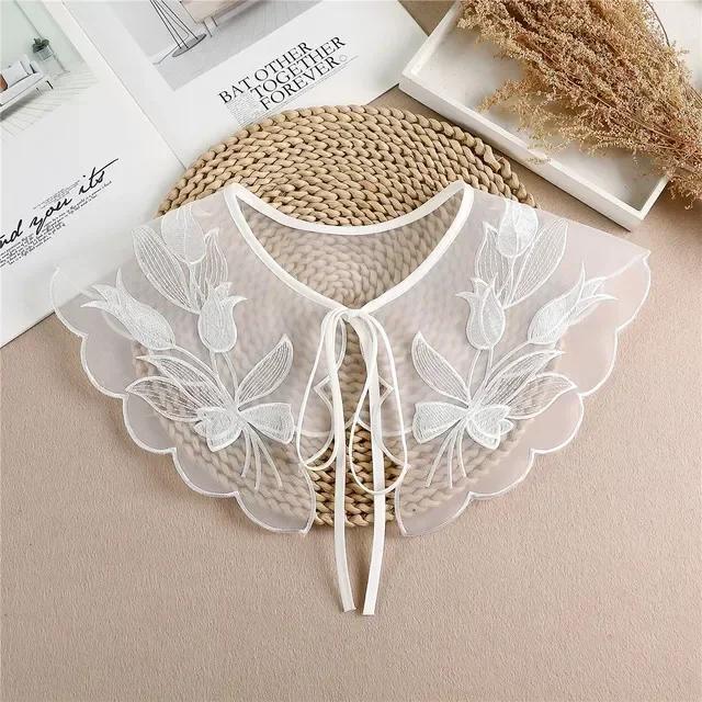 Summer Bow Tie Shawl White Fake Collars for Women Removable Dress Detachable Collar Wrap Shawl  False Collar Decor