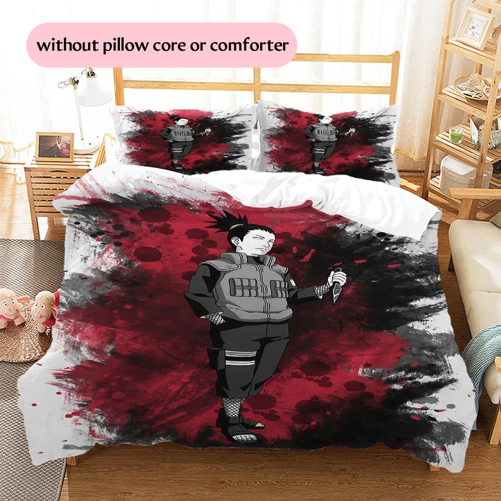 Shikamaru Nara Pattern Bedding Quilt Set Home Decoration Gift (1 * duvet cover + 2 * pillowcase without core)