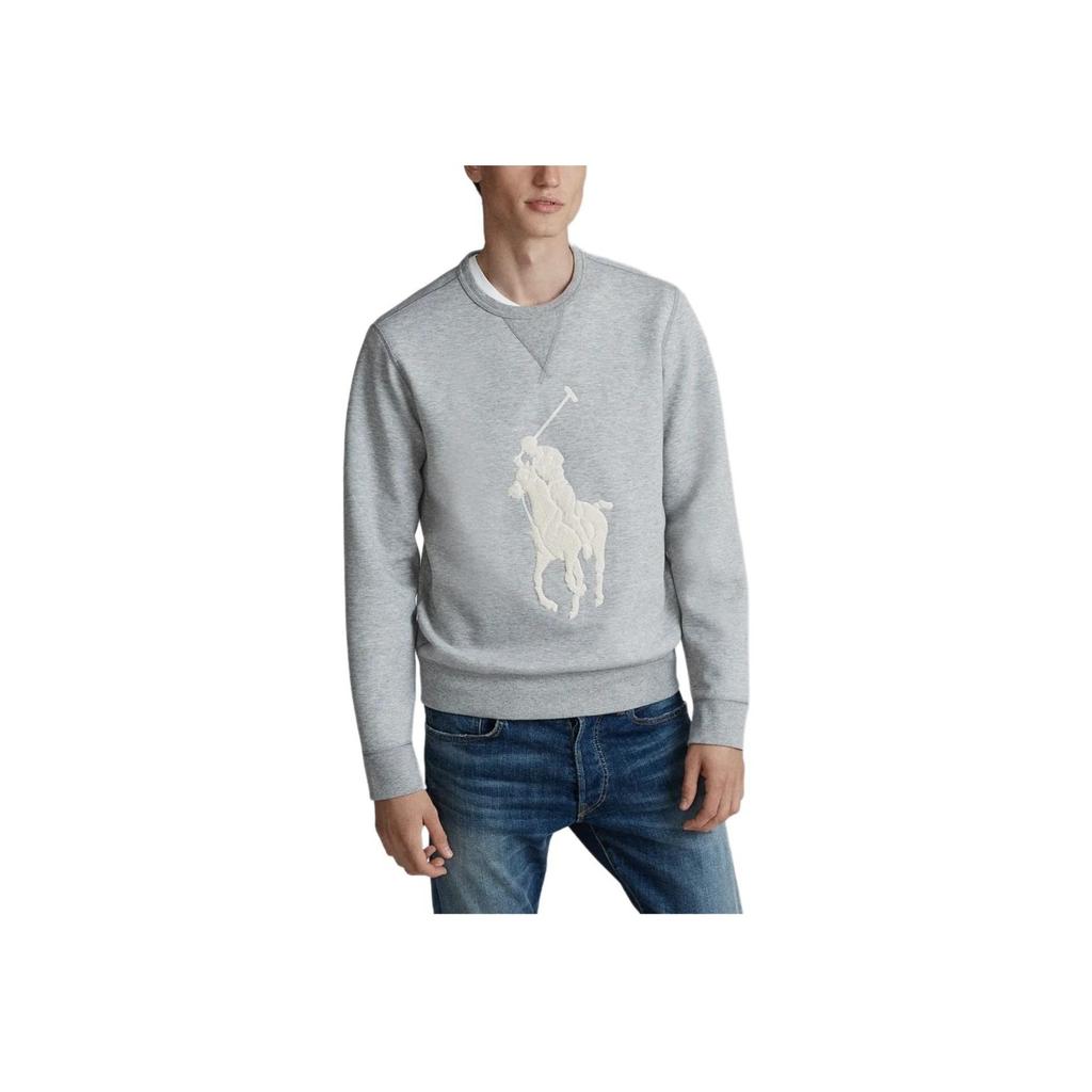 Polo Ralph Lauren FW23 Big Pony Pattern Velour Embroidered Crew Neck Long Sleeve Sweatshirt Men Sweatshirt Gray MNPOKNI16820035-020