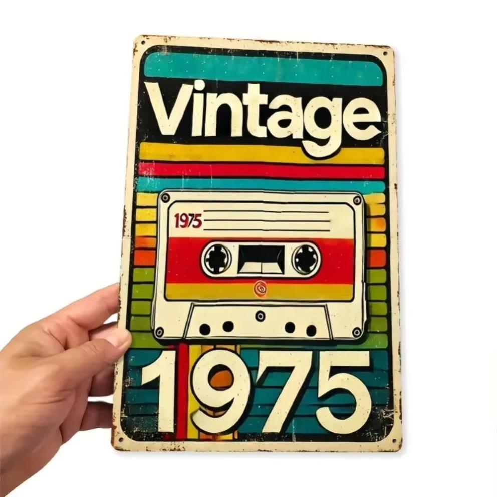 Tinplate Painting2d RETROTAPECZ 1975 Sign Gift Vintage Metal Art Cassette Decor Perfect for Gen Xers Retro Audio Aficionados