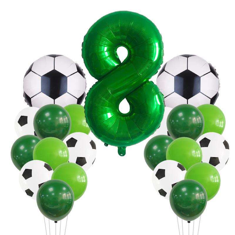 Green Yin Football Series Latex Balloon Digital Aluminum Film Set Baby Birthday Party Decoration Scene Arrangement