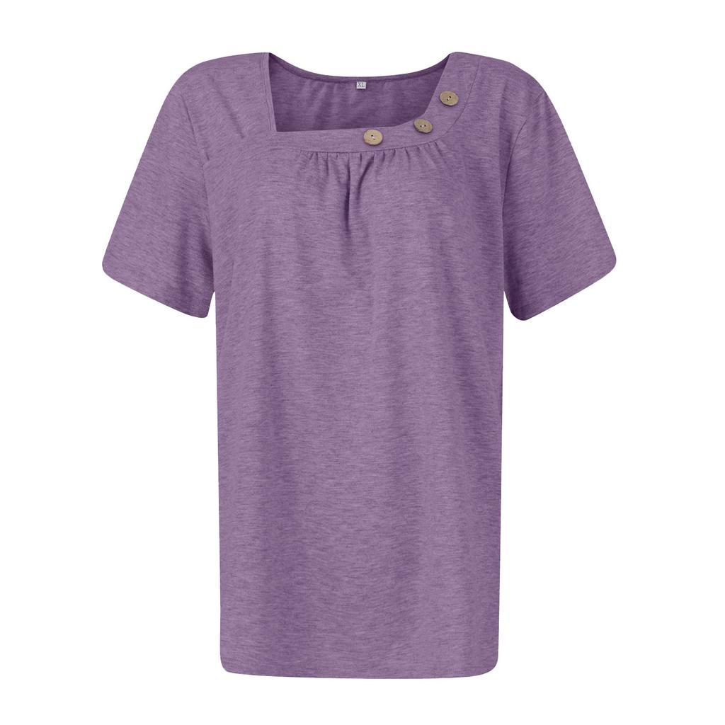 Летние топы для женщин, однотонные женские топы с круглым вырезом и короткими рукавами, удобные женские топы, футболки