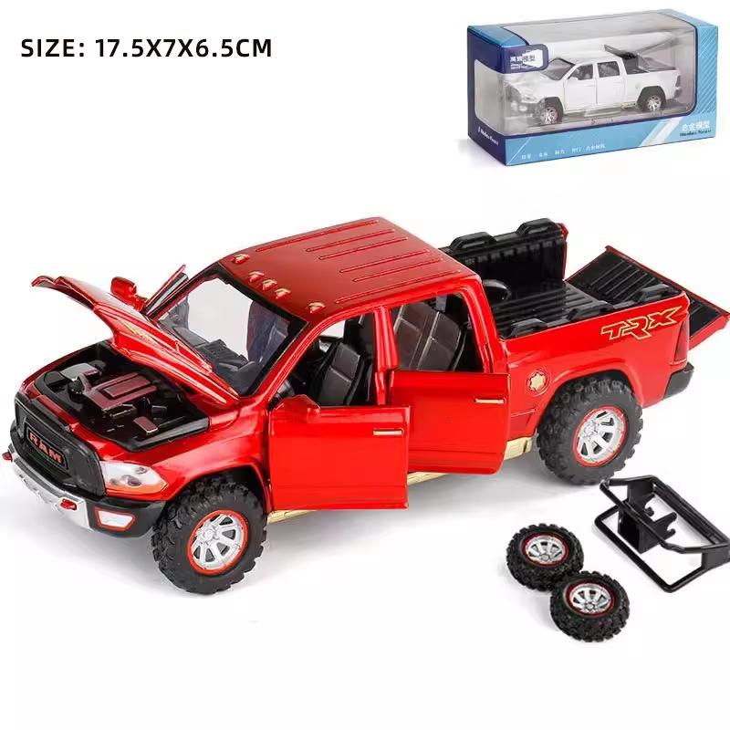 LYZRC 2024 Новинка 1:32 RAM пикап модель игрушечного автомобиля из сплава со звуком, светом и отскакивающим действием детская игрушка в подарок