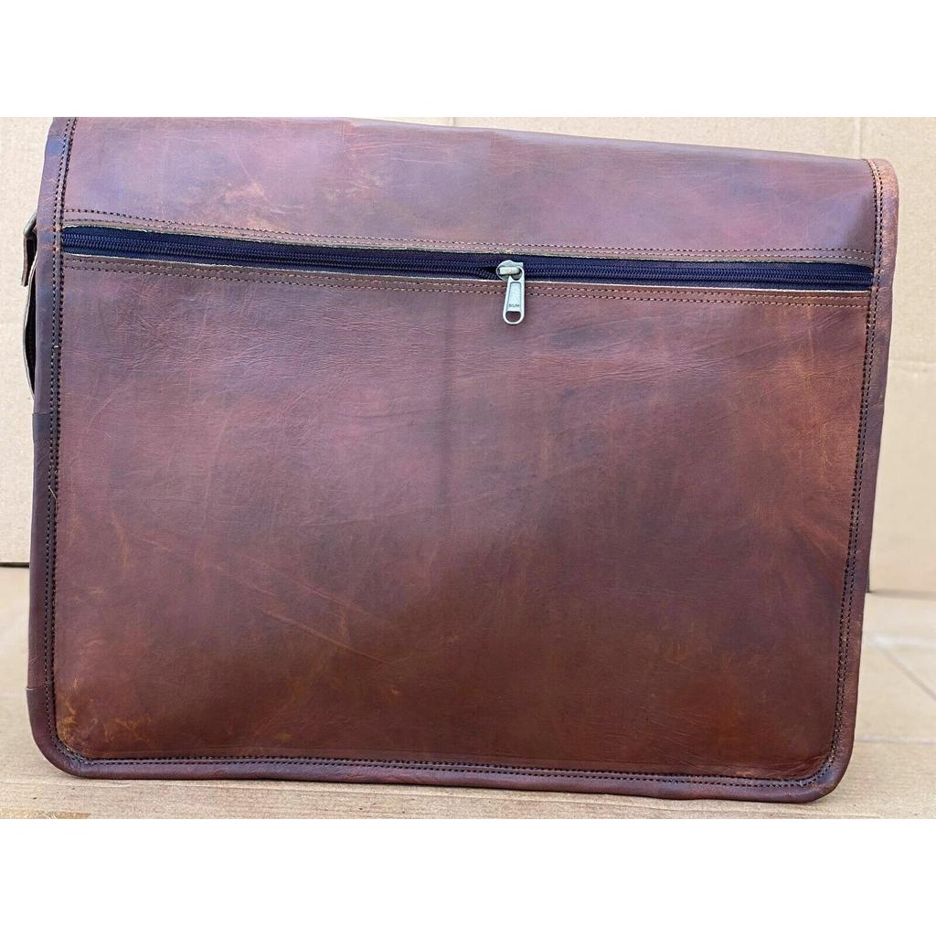 Vintage Brown Messenger Shoulder Laptop Bag Briefcase Designer Bag Men's Leather