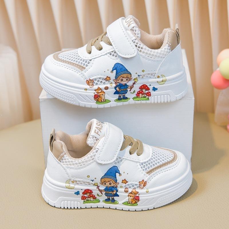 Summer Autumn Kids Toddler Shoes Cartoon Leather Low Top Sneakers For Boys Girls White Casual Walking Trainers