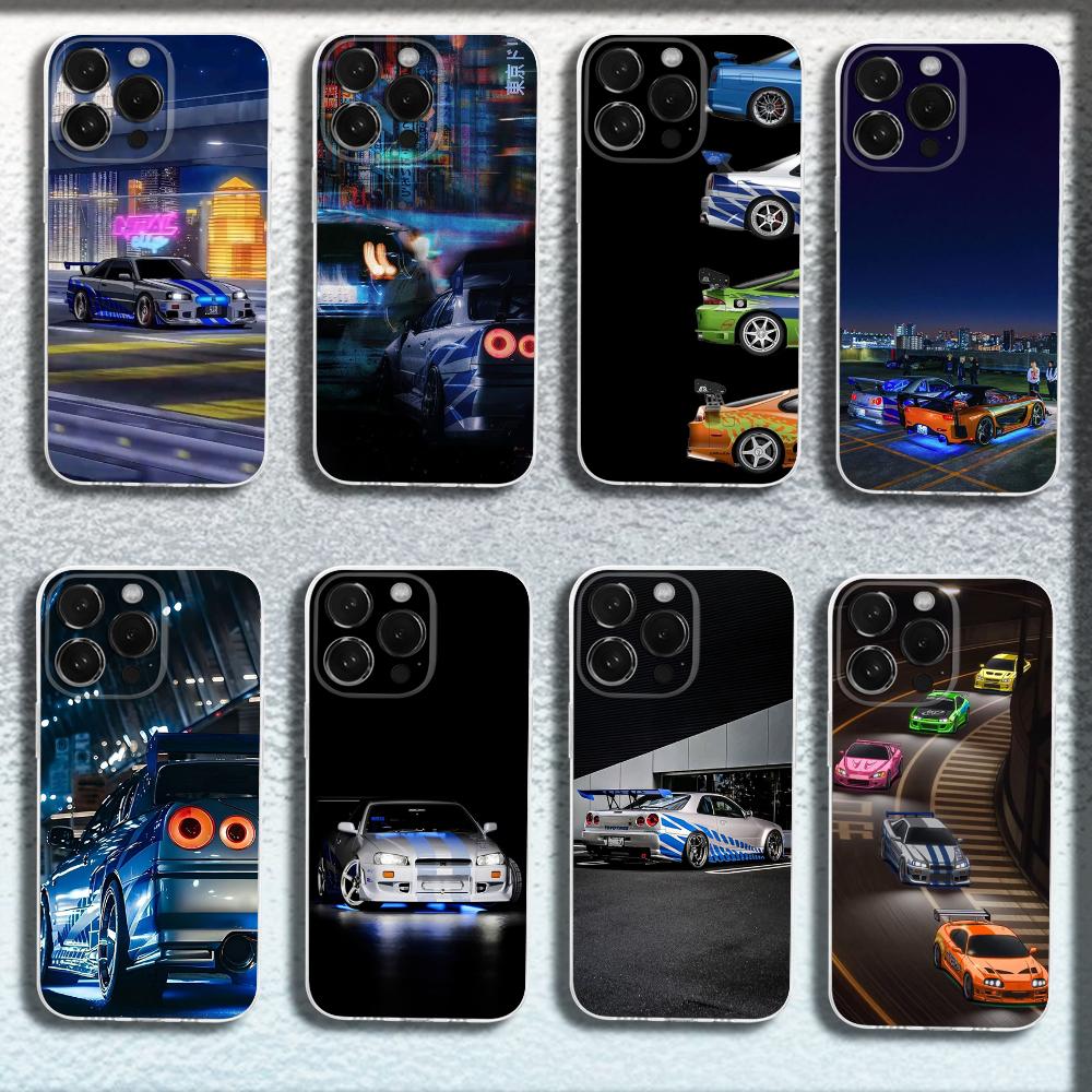 Чехол для телефона F-Fasts and F-Furious R34 Для iPhone 16,15,14,13,12,11 Plus,Pro,Max,XR,XS,X,Plus,SE,Mini Прозрачный Мягкий Чехол