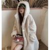 Women's Winter Hooded Mid-Length Thickened Coat Solid Color Soft Comfortable Warm Coat