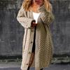 New Autumn and Winter Style Long Twisted Sweater Women's Solid Color Button-down Large Cardigan Coat