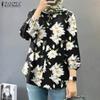 ZANZEA Women Casual Round Neck Long Sleeve Floral Print Blouse