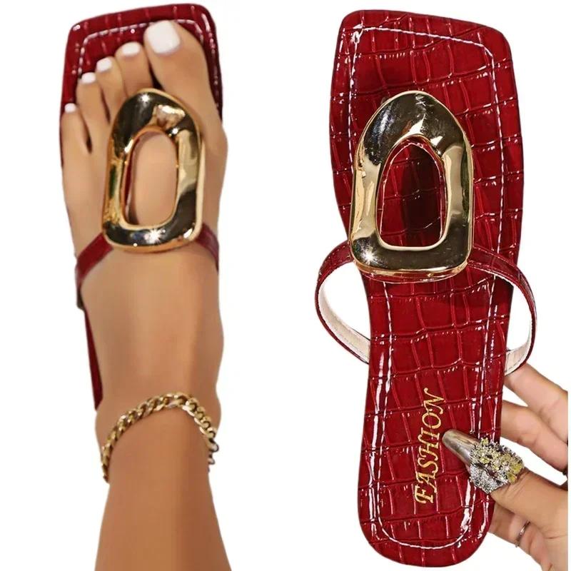 Модная серебристая модная металлическая обувь женские тапочки шлепанцы летние пляжные женские шлепанцы тапочки роскошные женские туфли на плоской подошве сандалии обувь