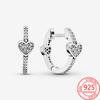 Authentic 925 Sterling Silver Pav éHeart Hoop Earrings Fashion Brand Earrings Drop Earrings Women 'S Wedding Jewelry
