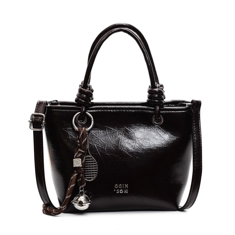 Простая и стильная сумочка Новая ретро текстура сумка-ведро модная однотонная сумка-мессенджер на плечо для通勤