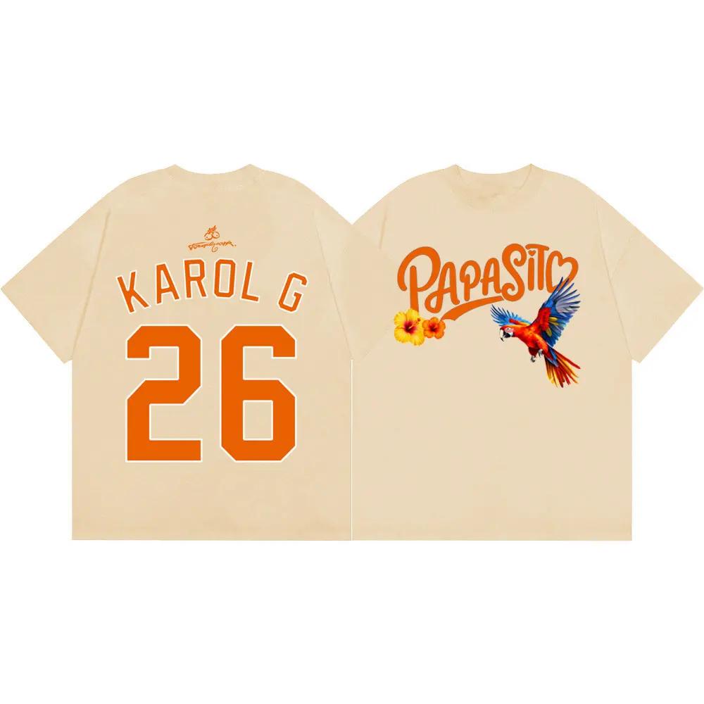 Karol G Tropicoqueta Tour 2026 Футболка Мужская Женская Одежда Стиль Харадзюку Y2k Футболка Летняя Мода Повседневная Футболки с Коротким Рукавом