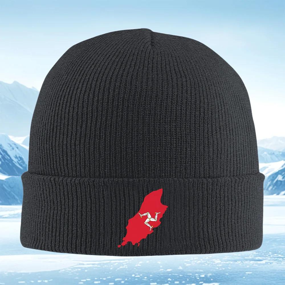 Red island with three running legs Unisex Women Unisex Knitted Hat Beanie Pullover Cap Winter Thermal Warm Christmas Outdoor Cyclin