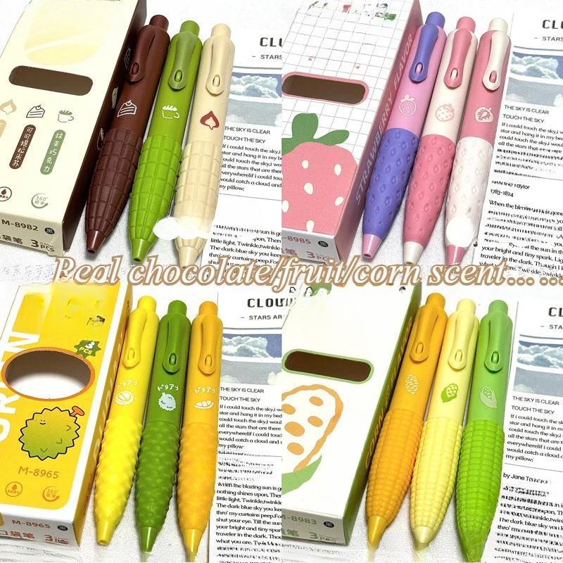3 шт./кор. креативная гелевая ручка с запахом еды 0,5 мм, быстросохнущая, ручка для записей на экзамене, детский подарок, канцелярские принадлежности для школы