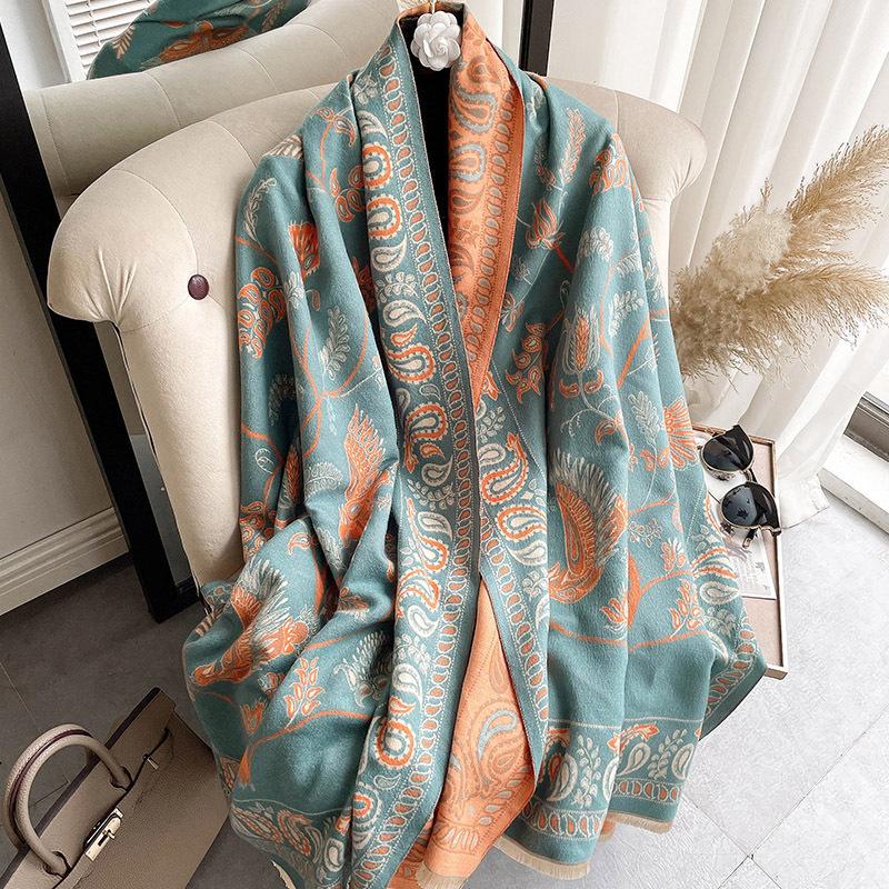 Scarf Women'S Autumn And Winter New Item Cashmere Blend Double-Sided Color Warm Shawl Thick Long Scarf High-End Sense Fashionable And Versatile