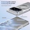 KEYSION Чехол-подставка с магнитным кольцом, вращающимся на 360°, для Xiaomi MIX Fold 4, прозрачная жесткая ПК-накладка для телефона со стеклянной защитной пленкой для экрана