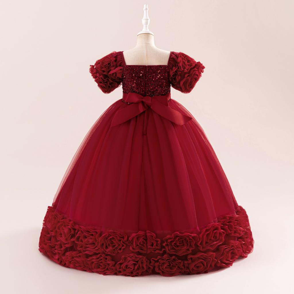 4-14 лет Рождественское платье принцессы для девочек-цветочниц для свадеб Летнее детское торжественное длинное платье с бантом для школьных вечеринок Детская новогодняя одежда