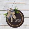 Elegant Spring Leopard Print Bow Welcome Door Sign With Wood Beads For Cottage Style