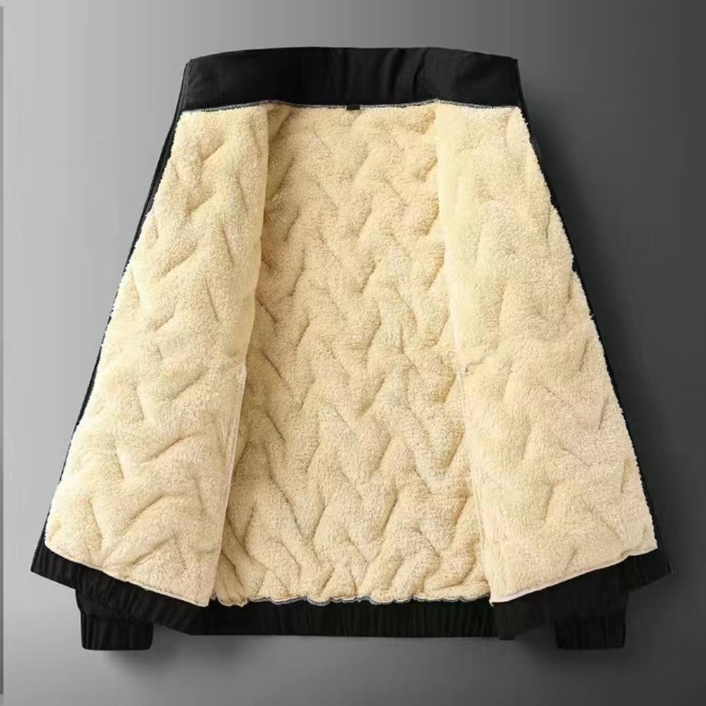 Men's Thick Winter Fleece Cotton Jacket - Large, Loose Fit