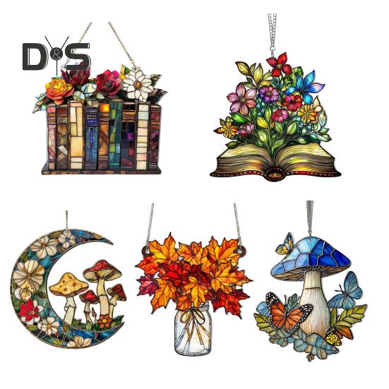 Акриловый ловец солнца 2D цветы гриб подвесное украшение подарок любителю книг цветной ловец солнца для украшения окна дома подарок на новоселье