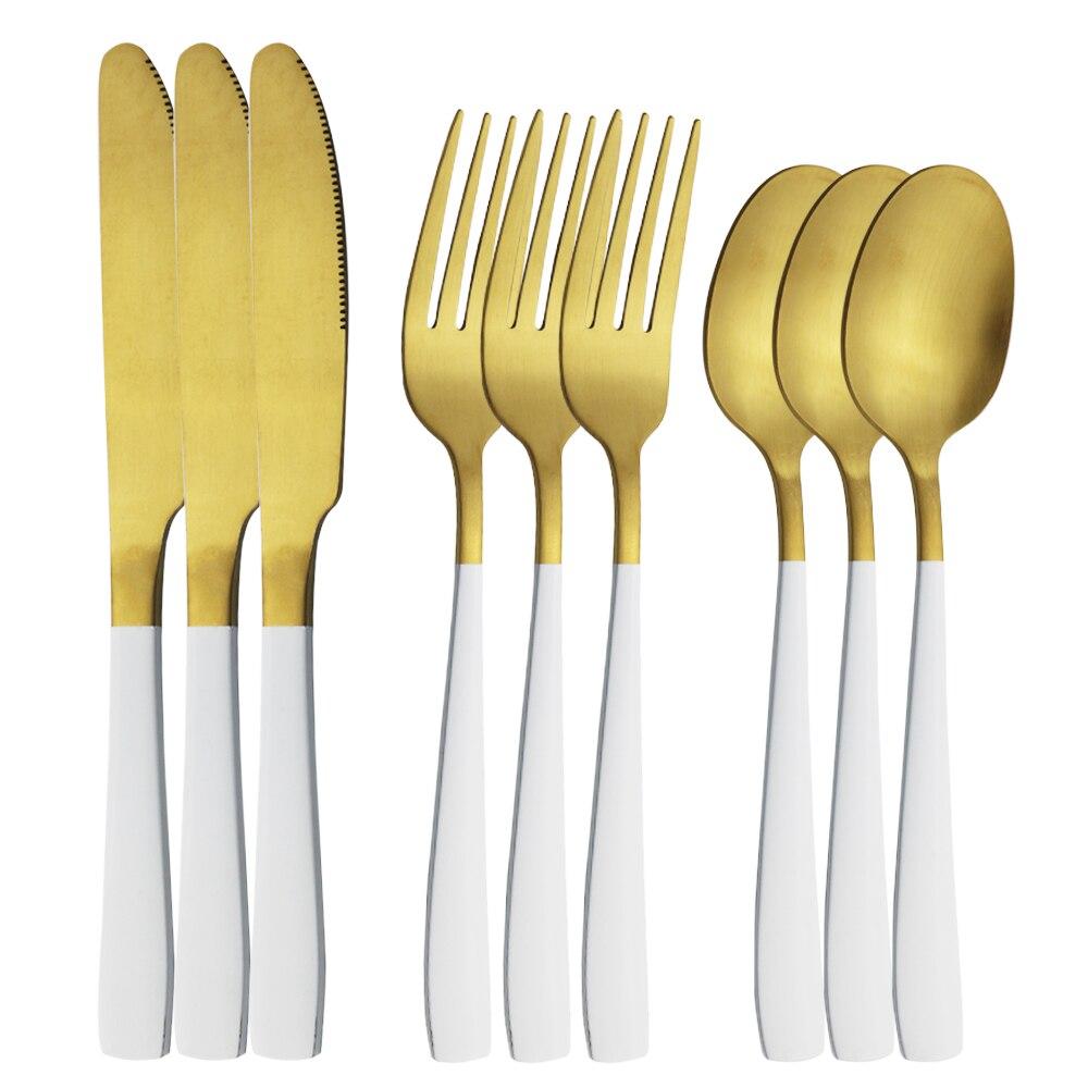 9pcs/3set Gold Dinnerware Stainless Steel Cutlery Set Dinner Knives Fork Spoons Sliverware Kitchen Tableware Set