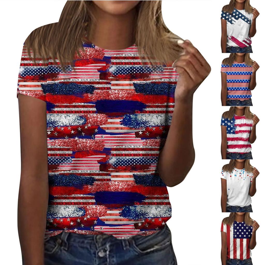 Women's Casual Independence Day Print Short Sleeve Top