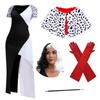 New Kuila Dalmatian Black and White Witch Shawl Dress Set Cosplay Costume