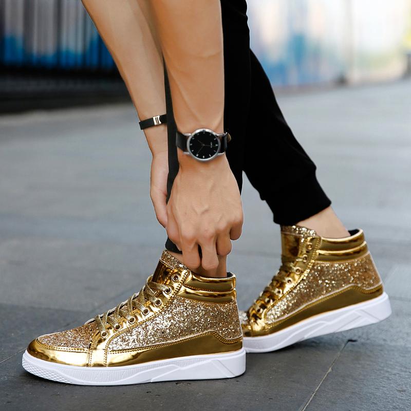 MCTIN Couples Casual Shoes for Women Sequin Platform Sneakers Men's High-tops Walking Shoes