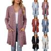 2024 Autumn/Winter Long Color Long Sleeved Loose Pocket Cardigan Coat For Women