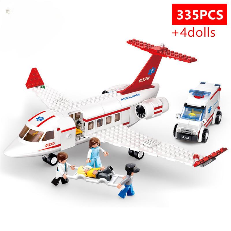 335 шт., городские самолеты, медицинская воздушная машина скорой помощи, автомобильные строительные блоки, самолет Brinquedos, креативные кирпичи, развивающие игрушки, Рождественский подарок