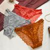 Women's Sexy Low-Waist Lace Hollow Triangle Panties Soft Cotton Crotch Soft Stretchy Underwear