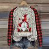 Women's Fashion Round Neck Pullover Plunging Sleeve Tee Christmas Printed Top