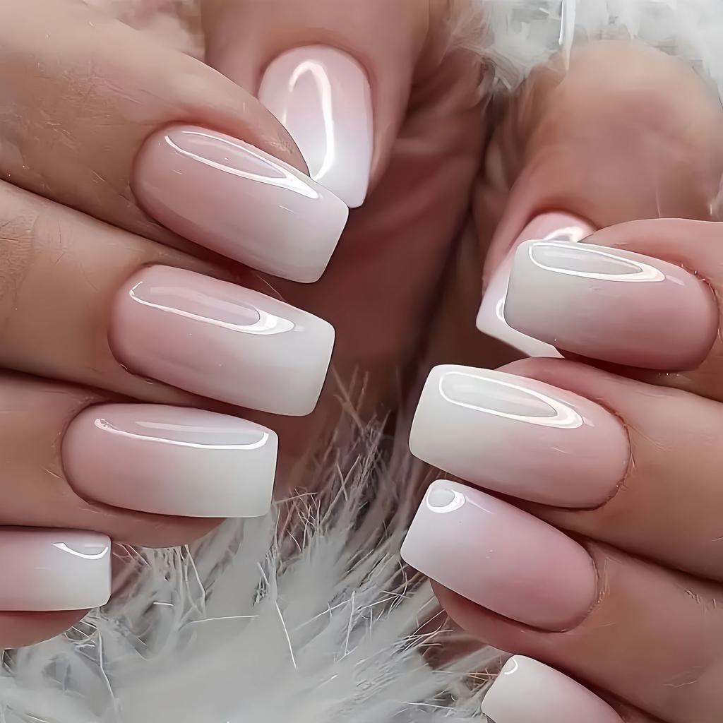1 комплект градиентных накладных ногтей Coffin Fake Nails Bling False Nails Full Cover False Nail Tips