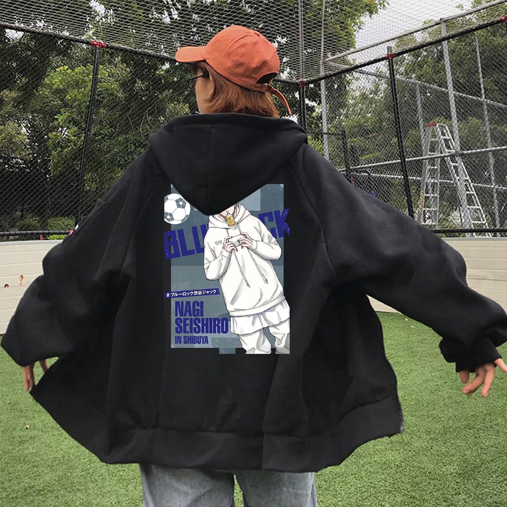Аниме BLUE LOCK Seishiro Nagi, толстовки на молнии с графикой, мужские и женские винтажные модные пуловеры, зимние повседневные теплые куртки на молнии, пальто