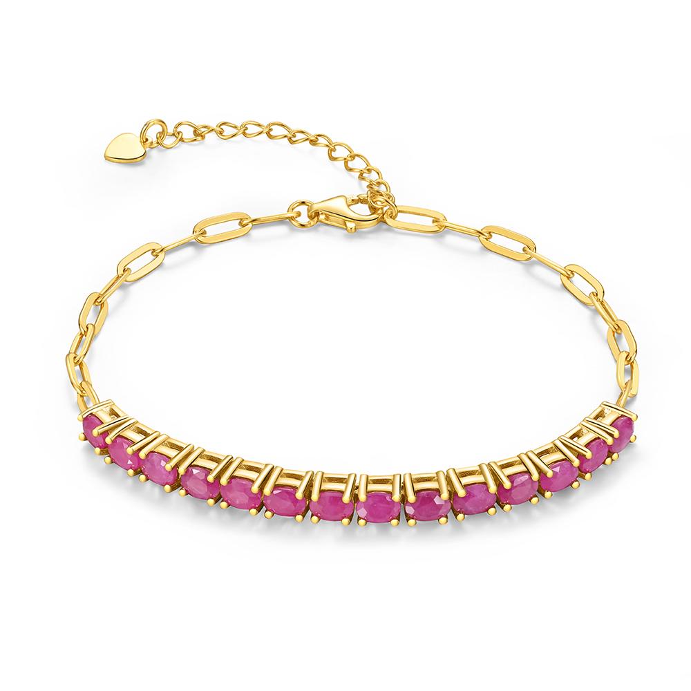 Роскошный женский браслет из серебра 925 пробы с натуральными вставками из рубина овальной формы 3*4 мм. Классические изысканные украшения для подарка на день рождения.