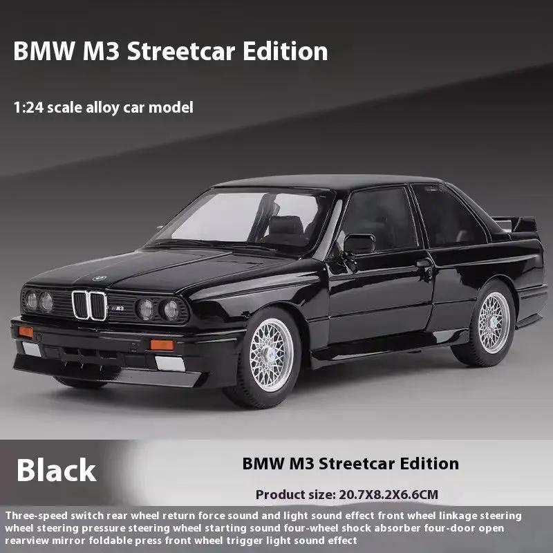 AAAOO1 1:24 1988 BMW M3 E30 Alloy Sports Car Model Diecasts Metal Classic Car Vehicles Model Simulation Sound and Light Kids Toys Gifts