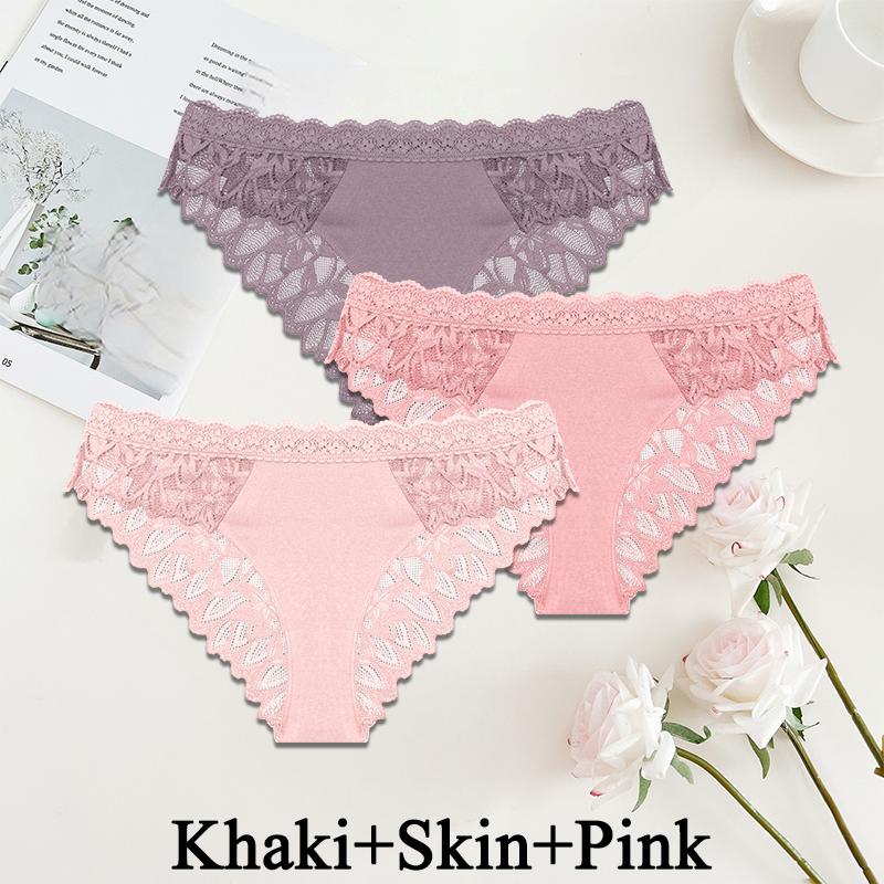 FINETOO 3PCS/Set Women Sexy Lace Panties Underwear Exotic Briefs Female Underpants Soft Lingerie Temptation Embroidery Intimates